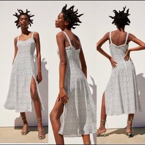 Zara white / black polka dot dress XS